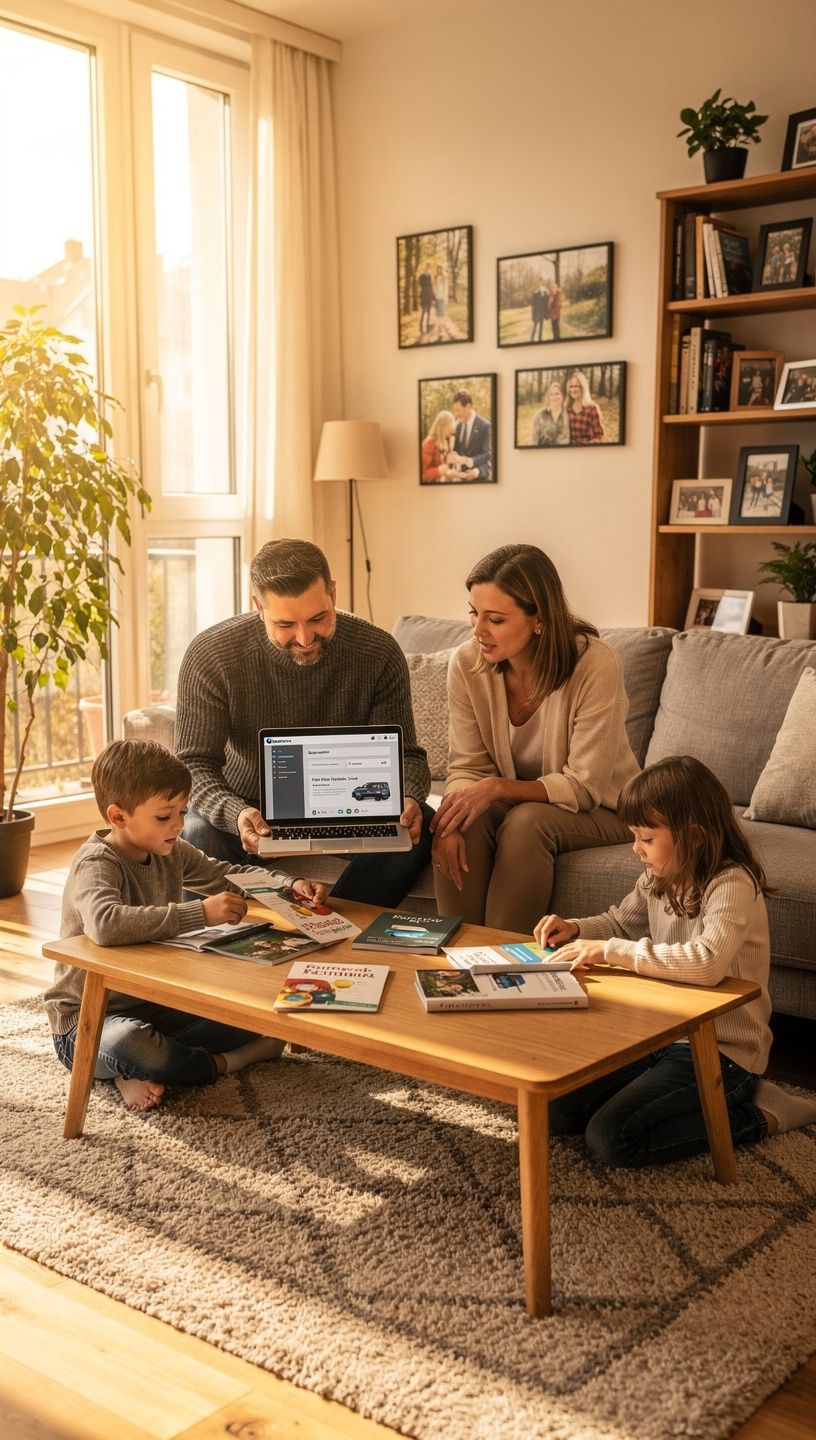 Ein zufriedenes Paar, das eine neue Autoversicherung abschließt.